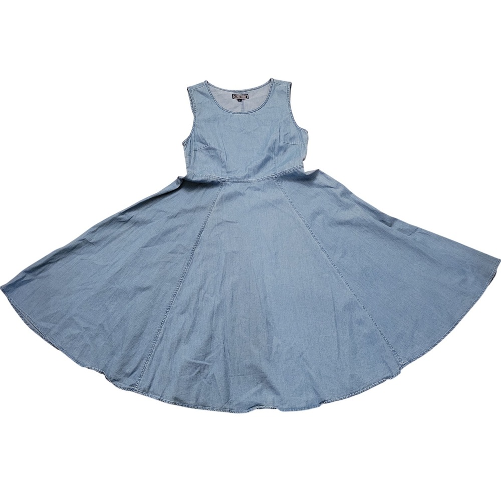 Lafei Nier Blue Chambray Denim Sleeveless Midi Jumper Dress S Cottage Boho Beach